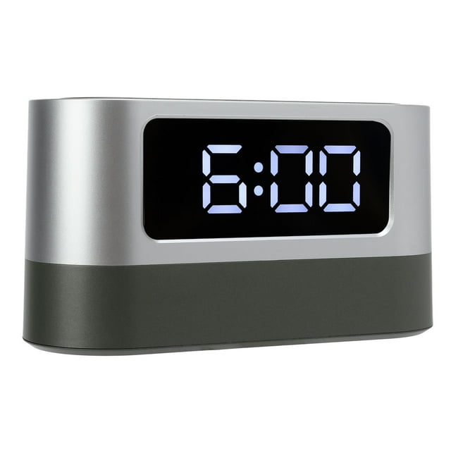 Pen Holder Alarm Clock, Digital Alarm Clock Temperature Display Snooze Alarm For Bedroom White