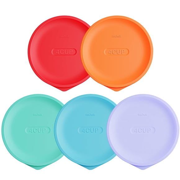 Replacement Lids for Pyrex 7201-PC 4 Cup, Silicone Round Storage Cover Lid for Anchor Hocking Glass Bowl 5 Pack Mixed Color