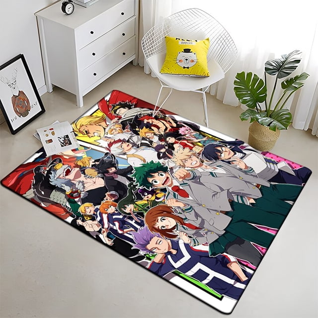Hermosa alfombra de pintura negra Anime My Hero para sala de estar, área grande, decoración suave para el hogar, alfombra de Picnic bohemia2680x120cm (31x47 pulgadas)80x120cm (31x47 pulgadas) zhangyuxiang unisex
