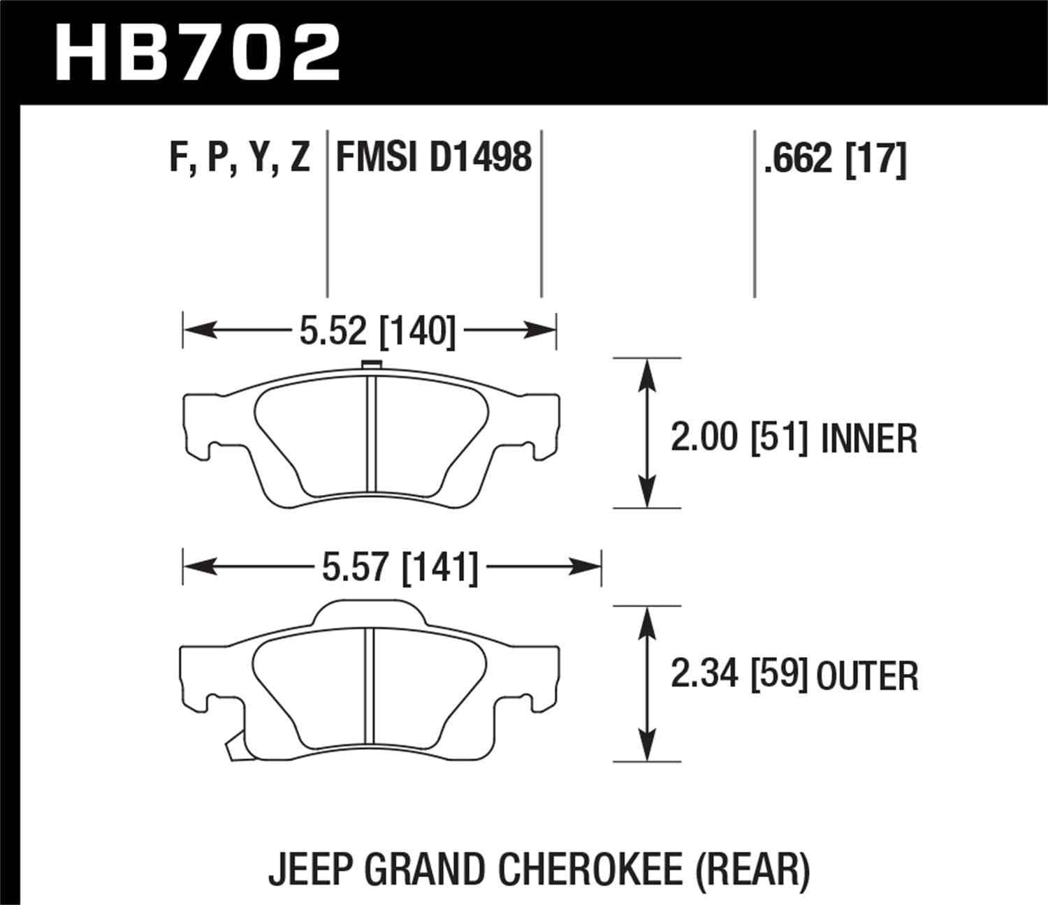 Hawk Performance HB702Y.662 LTS Disc Brake Pad