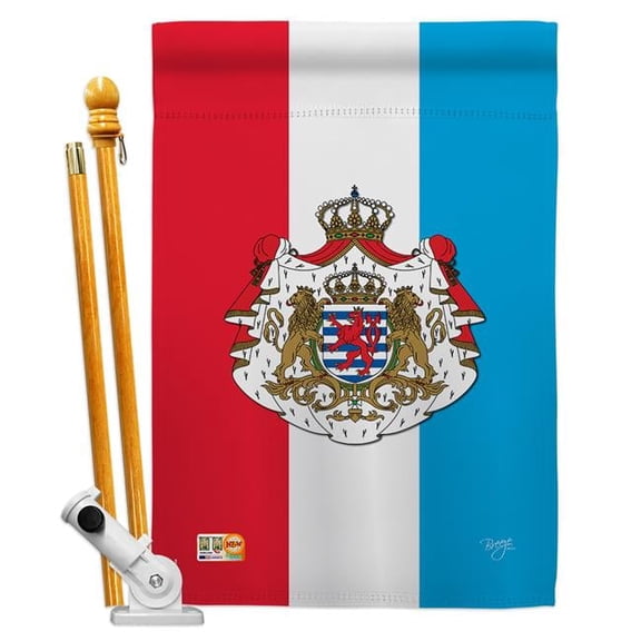 Breeze Decor BD-CY-HS-108199-IP-BO-D-US14-BD 28 x 40 in. Luxembourg Flags of the World Nationality Impressions Decorative Vertical Double Sided House Flag Set with Pole Bracket & Hardware