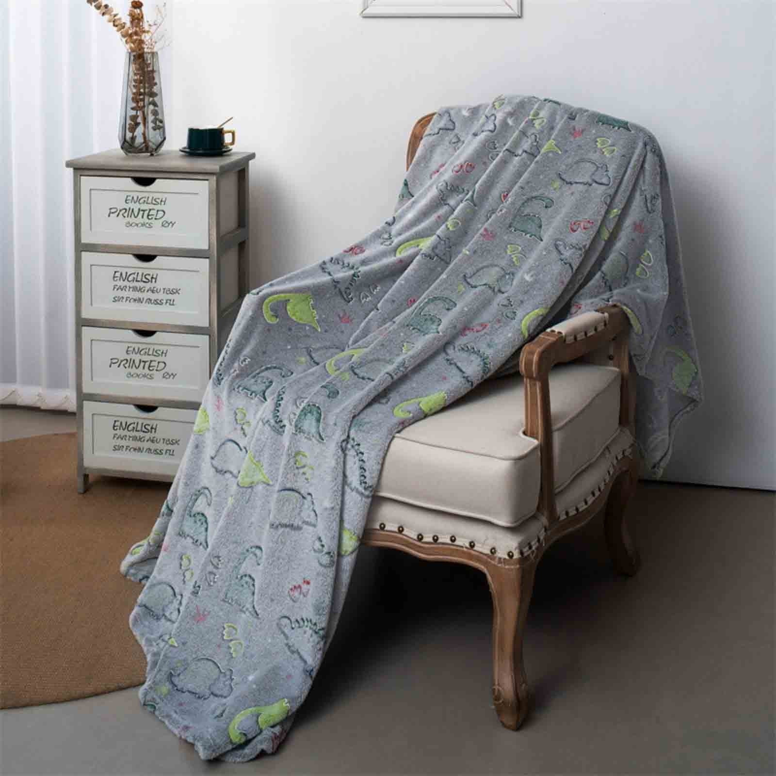 UTXQFD ,Glow in The Dark Blanket Dinosaur Gift Toys for Kids Boys Teen Adults Gaming Decor for Bedroom Living Room Soft Cozy Fluffy Luminous Blankets