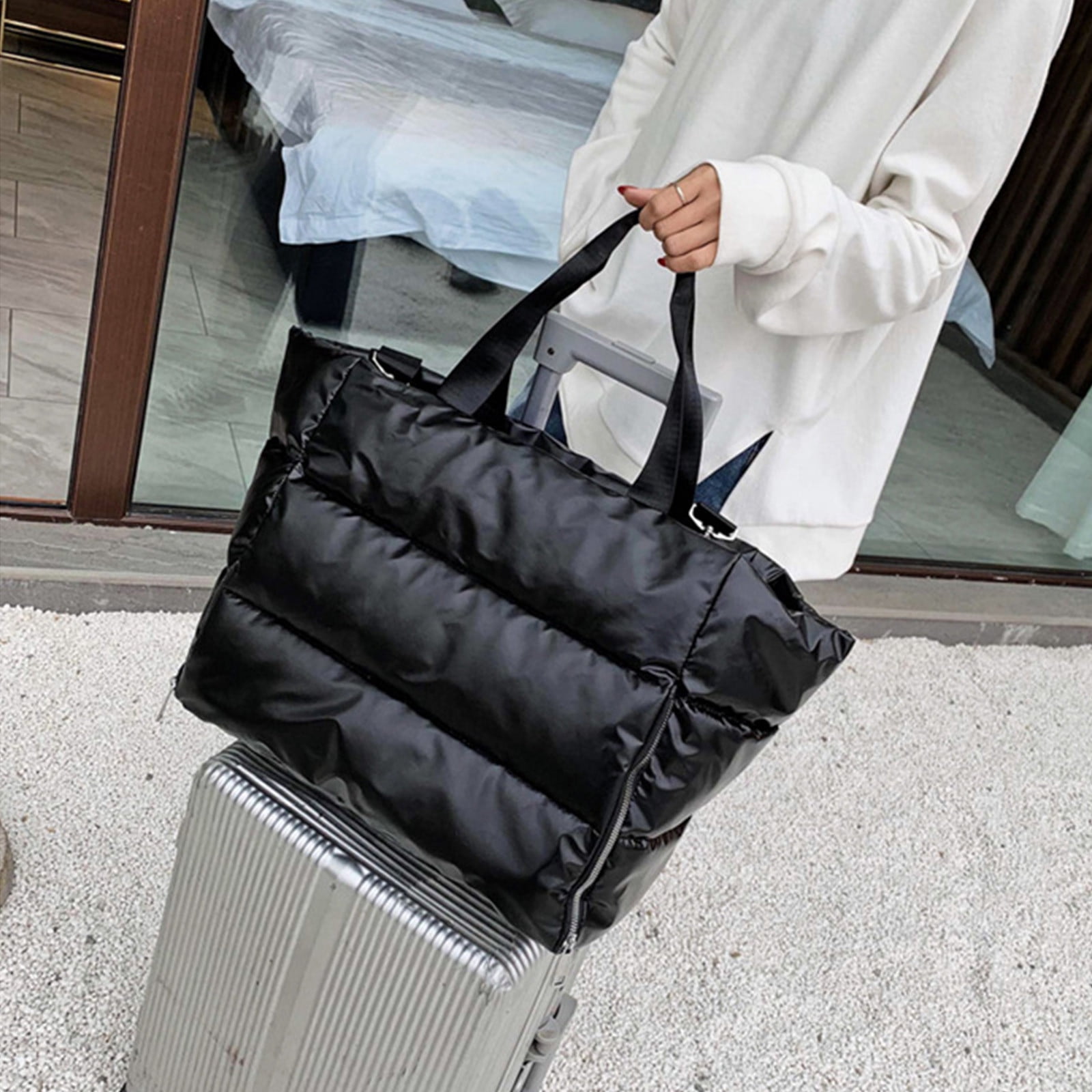 JVBTVB Dry Wet Bag for Swimming Gym Travel, 50L Waterproof Nylon Duffel Bag with Wet Dry Compartment, Foldable Weekender Bag for Women Men, 21.6 inch