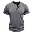 thumbnail image 3 of Camisetas de Corta para Hombre, Camisetas Informales de Algodón Estilo Henley, Camisetas Básicas de Verano Gris L, 3 of 6
