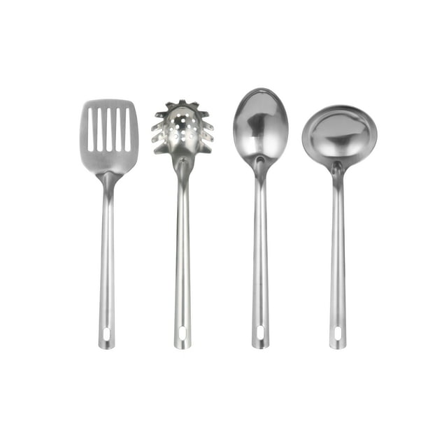 Mainstays Stainless Steel 4Piece Kitchen Utensil Set, Spatula, Slotted