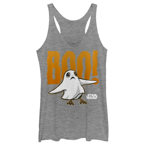 Women's Star Wars The Last Jedi Halloween Porg Ghost Racerback Tank Top Gray Heather Large