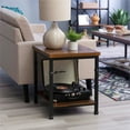 thumbnail image 2 of Linon Austin Table d'Appoint Rustique Robuste avec Étagères en Bois et Cadre en Métal Noir, 2 of 15