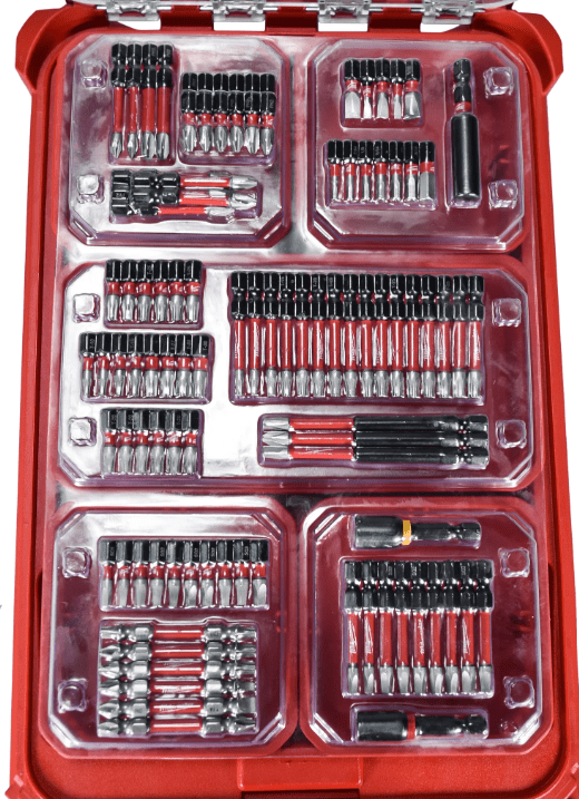 MILWAUKEE 48-32-4082 SHOCKWAVE 100-Piece Impact Duty Driver Bit Set with PACKOUT Compact Organizer – Wear Guard Tips, IP65 Rated Storage