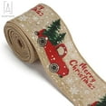 thumbnail image 3 of Gustave Christmas Ribbon Christmas Wired Edge Ribbons Vintage Truck Burlap Craft Ribbon for DIY Gift Wrapping Xmas Crafts Decoration, 2" x 5.5 Yards, 3 of 8