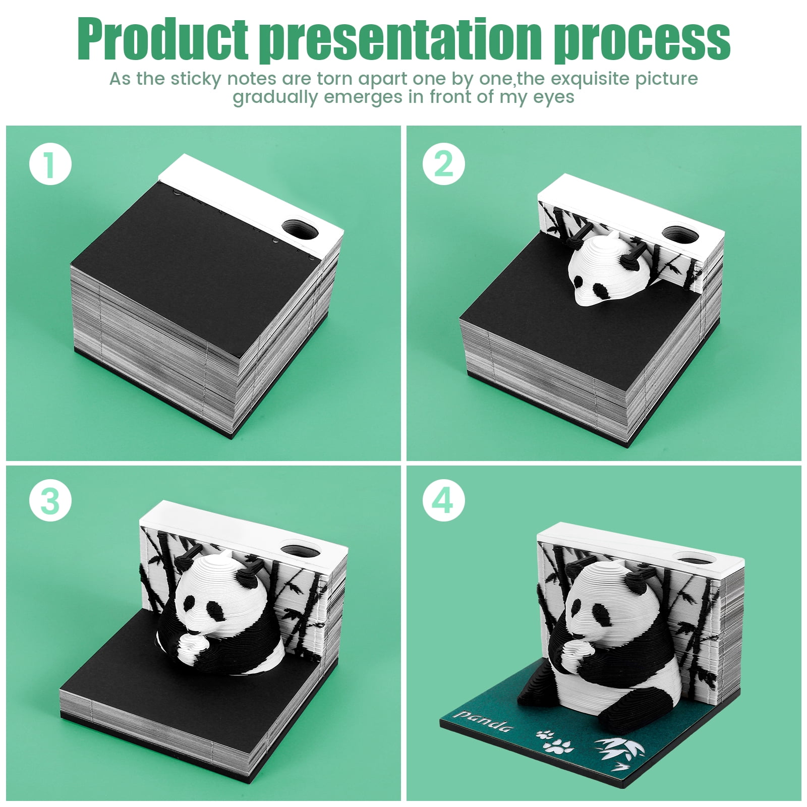 Threns 3D Desk Note Pad 217 Pages Panda Memo Pad Tear-Away 3D Art Note Pad DIY 3D Memo Pad Paper for Home Desktop Decoration Birthday Gift