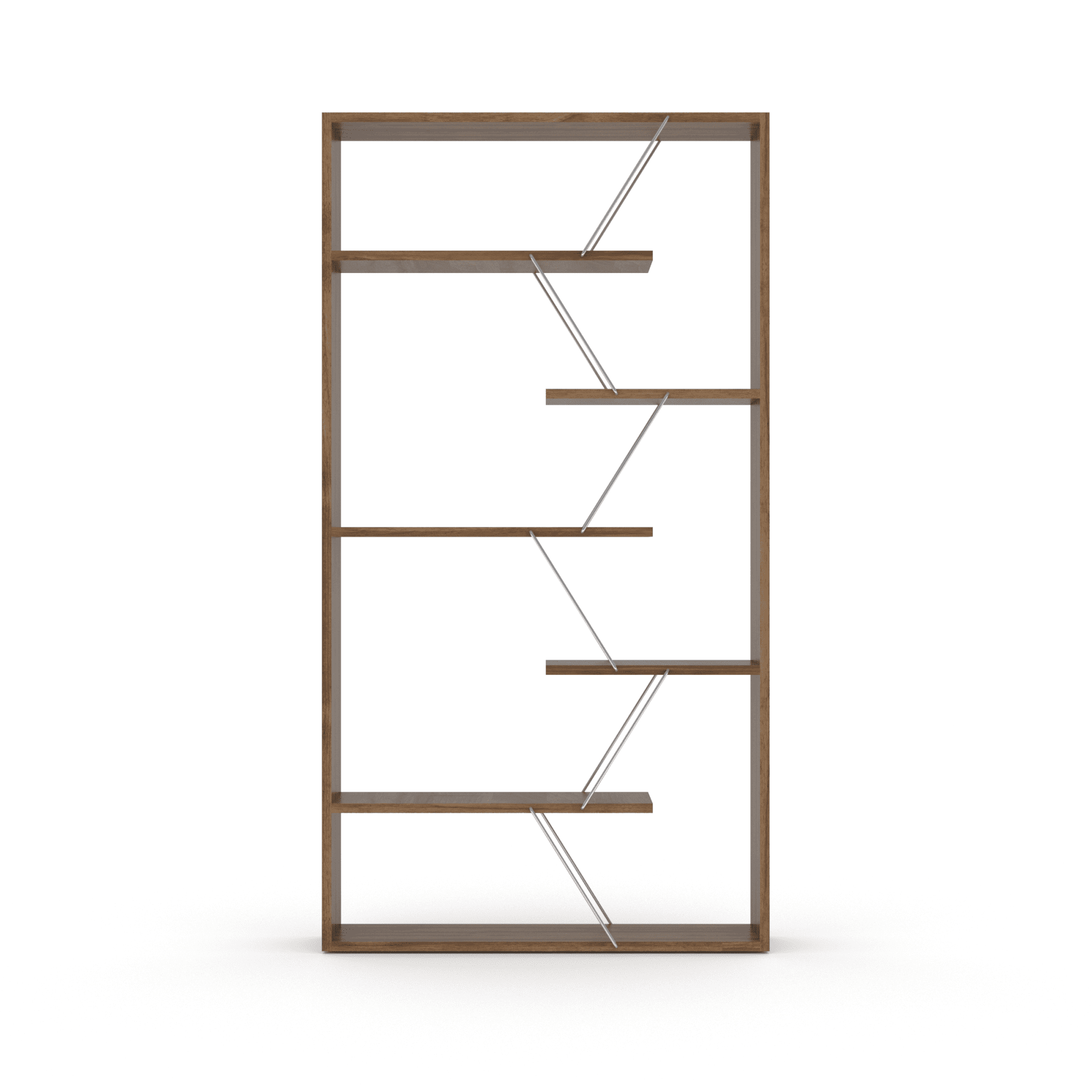 ZHAOXIXING Furniture Wood Frame Etagere Open Back 6-Shelf Bookcase, Walnut/Chrome