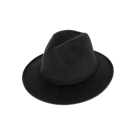 Top Headwear Fashion Wide Brim Felt Fedora Panama Hat - Black | Walmart (US)
