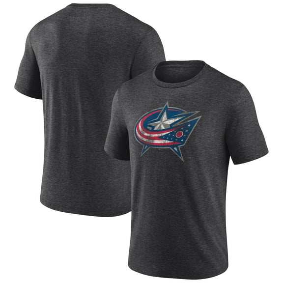 Men's Charcoal Columbus Blue Jackets Wraparound Tri-Blend T-Shirt