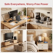 Larmtek 10-Outlet Surge Protector Power Strip with 4 USB Ports - 15 ft Extension Cord, Plug & Computer Safe,Black