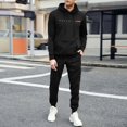 thumbnail image 2 of Curuila Sweatsuits Mens 2 Piece Outfit With Pocket Long Sleeve Letter Print Hooded Sweatshirt With Sweatpants Everyday Wear Comfort Tracksuit Size L, 2 of 5