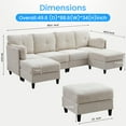 thumbnail image 2 of BALUS U-Shaped Sectional Sofa, Corduroy Couch with Modular Design, 6-Seater Cloud-Like Living Room Sofa & Removable Ottomans, Beige, 2 of 7