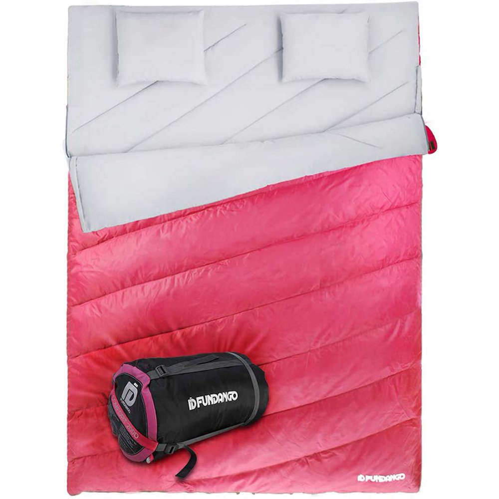 FUNDANGO 3in1 Queen Size Double Sleeping Bag with 2 Pillows for Adult