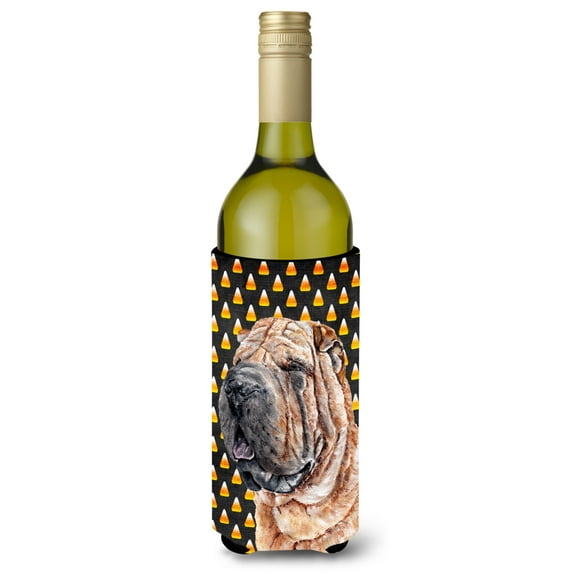 Shar Pei Candy Corn Halloween Wine Bottle Hugger