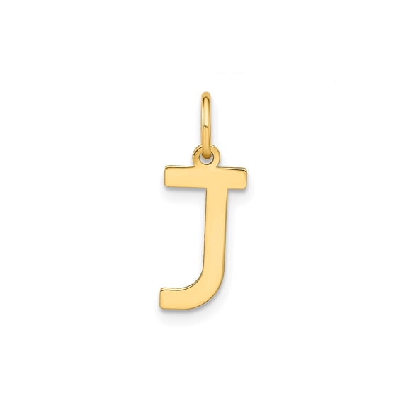 14k Yellow Gold Initial J Pendant Charm, Polished Block Letter, Unisex, Jewelry Stores Network