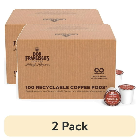(2 pack) Don Francisco's Coffee Kona Blend Medium Roast K-Cup Compatible Coffee Pods, 100 Ct