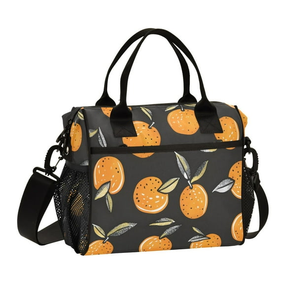 Hand Drawn Oranges Lunch Bag Insulated Lunch Box Leakproof Reusable Cooler Tote Adjustable Shoulder Strap for Men Women 9L