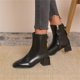 thumbnail image 4 of NECHOLOGY Botas Mujer Adulto Femenino Zapatos Botines mujer Botas de tacón cuadrado con cremallera lateral y tacón grueso de cuero de color liso para mujer (Black, 6.5), 4 of 6