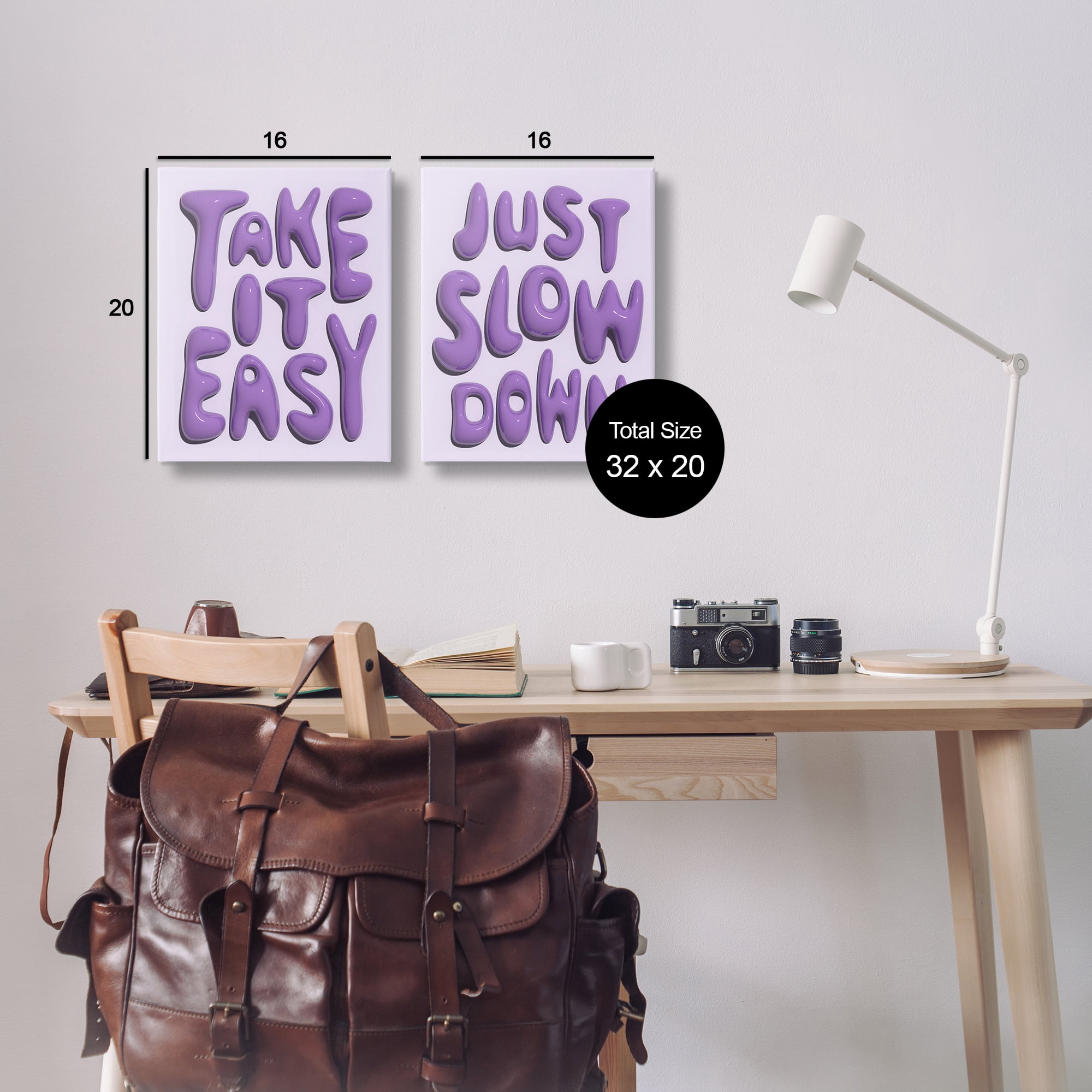 Stupell Industries Slow Down Take It Easy Text & Numbers Painting Wrapped Canvas Art Print Wall Art, 16 x 20, Set of 2