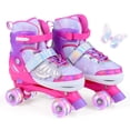 thumbnail image 1 of Babyjoy Patins à Roulettes pour Enfants 4 Tailles Réglables Patins Quads avec Roues Lumineuses pour 9-14 Ans Rose, 1 of 10