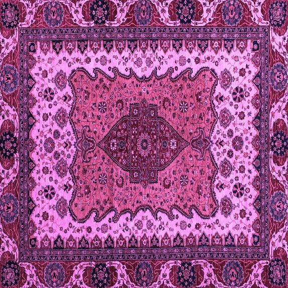Ahgly Company Indoor Square Abstract Purple Modern Area Rugs, 5' Square