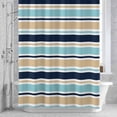 thumbnail image 3 of Minimalist Stripes Shower Curtain for Bathroom Decor, Teal Navy Blue Khaki Horizontal Stripe Modern Waterproof Fabric Shower Curtain, 72"x78" Set with 12 Hooks, 3 of 9