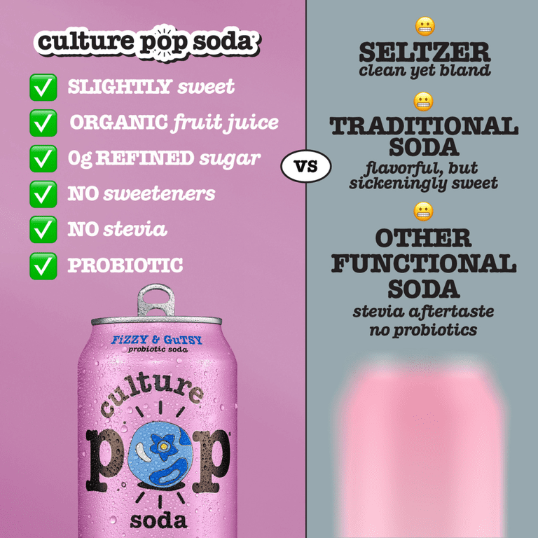 Culture Pop Healthy Gut Fruity Soda - Wild Berries Probiotic