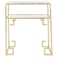 thumbnail image 2 of SAFAVIEH Berdine Solid Glass Top Greek Key Table with Shelf, Gold/Mirror, 2 of 5