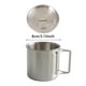 thumbnail image 3 of Taza de acero inoxidable de grado alimenticio para acampada, taza de café esmaltada para exteriores con tapa y asa plegable para senderismo y picnic, 3 of 8