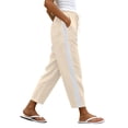 thumbnail image 2 of HongQid Casual Cropped Pants Lace Side Stripe Elastic Waist Drawstring Tapered Trousers With Pockets for Women,2XL, 2 of 7