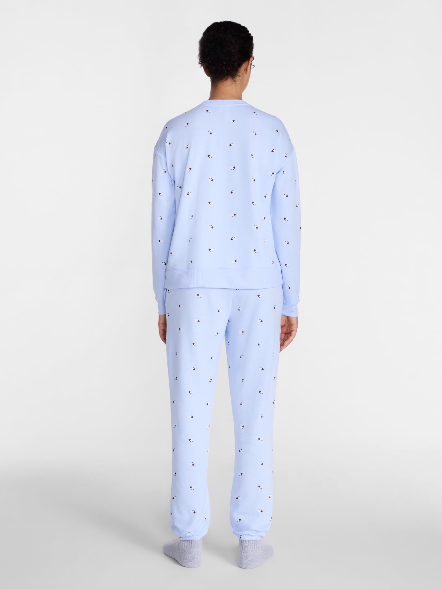 Joyspun Women's Fleece Lounge Sleep Top and Joggers, 2-Piece Pajama Set, Sizes XS-3X