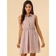 thumbnail image 4 of Día de San Patricio Vestido Sin Mangas Con Cinturón Estampado Por Encima De La Rodilla Con Media Tapeta Para Mujer Rosa, Azul Blanco Floral S, 4 of 6