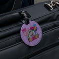 thumbnail image 5 of Peace Love Fraggle Power Rock Mokey Round Leather Luggage Card Suitcase Carry-On ID Tag, 5 of 8