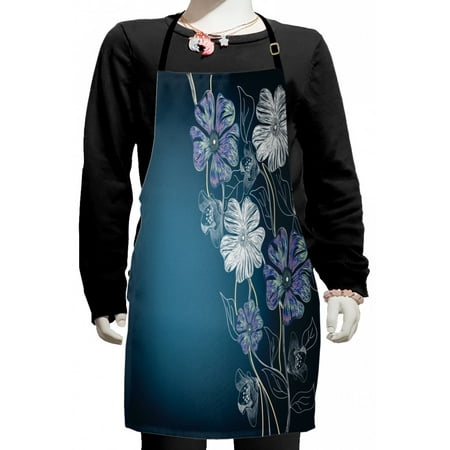 

Art Kids Apron Hand Drawn Cherry Blossoms Fantasy Bridal Garden Anniversary Theme Boys Girls Apron Bib with Adjustable Ties for Cooking Baking Painting Petrol Blue Lavender by Ambesonne