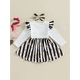 thumbnail image 4 of Bslissey Baby Girls New Year Dress Long Sleeve Letter Heart Print Bow Front A-line Dress with Headband Infant Toddler Casual Cute Clothes 3M 6M 9M 12M 18M 24M, 4 of 9