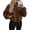 Brown, variant on PRETTYGARDEN Womens Zip Up Fleece Cropped Sweatshirt Jacket Oversized Loose Soft Stand Collar with Drawstring Hem, Long Sleeve Casual Coat With Pockets, Fall Outfits Winter Clothing