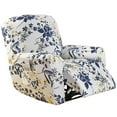 thumbnail image 2 of Dznils Printed Recliner Chair Cover Polyester Stretch Recliner Sofa Slipcover, Blue Floral, 2 of 11