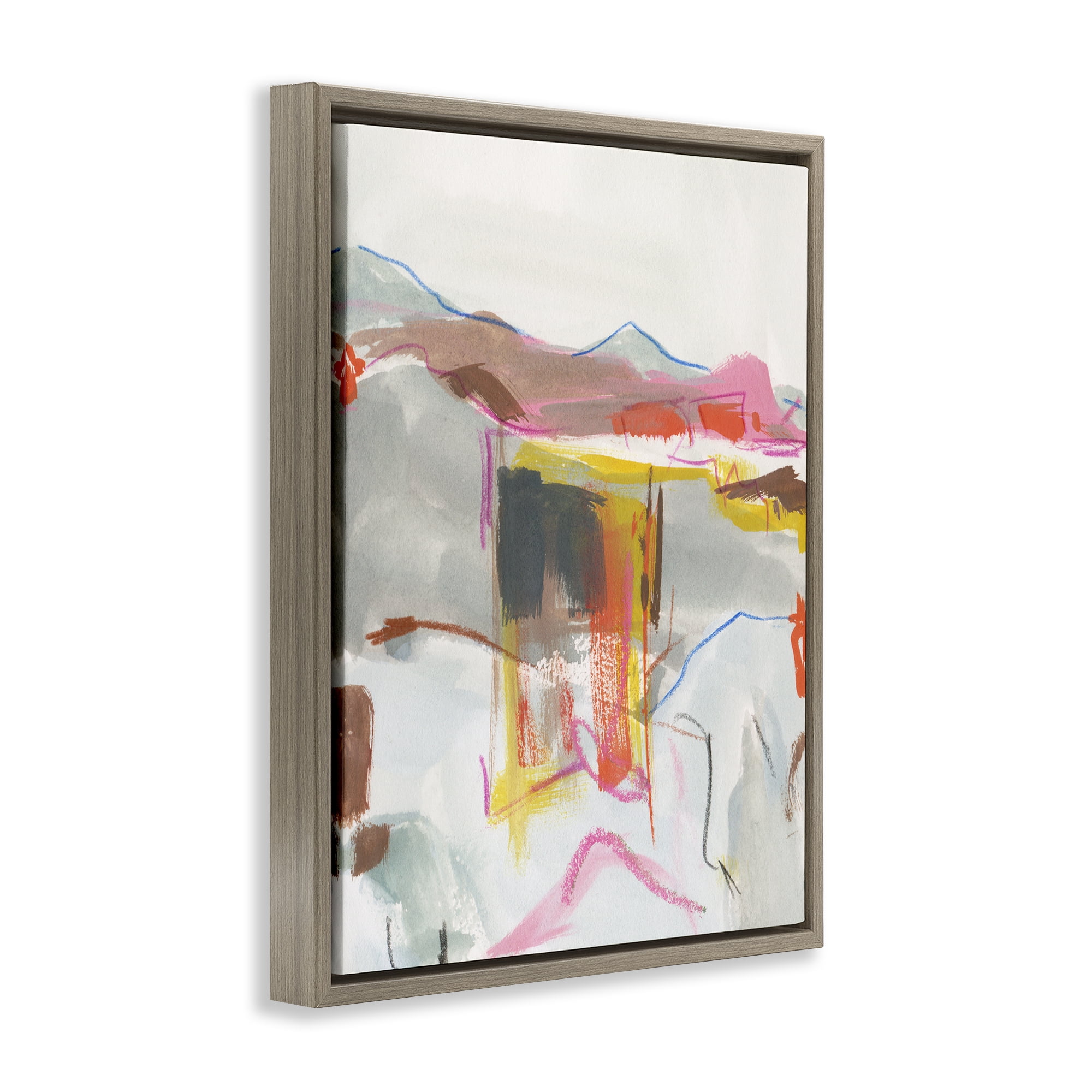 Stupell Industries Bold Abstract Mountain Shapes Abstract Painting Brown Floater Framed Canvas Art Print Wall Art, 25 x 31