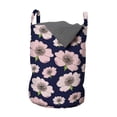 thumbnail image 1 of Floral Laundry Bag, Pattern of Dog Rose Pastel Pink Tone Repetitive Hand Drawn Illustration, Basket with Handles Drawstring Closure for Laundromats, 13" x 19", Rose Lime Green Indigo, by Ambesonne, 1 of 4