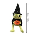 thumbnail image 2 of Halloween Wizard Frog Plush Doll, Cute Green Frog Stuffed Animal with Witch Hat Cape & Mini Pumpkin, Spooky Halloween Decor Plush Toy, 2 of 5