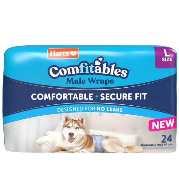 Hartz Comfitables Male Dog Wraps with Stretchy Waistband, Large 24 Count