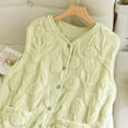 thumbnail image 4 of Weiqiqre Pajamas for Women Knit Sweater Vest Button Up Cropped Casual Sleeveless Vest Fashion Vintage Cardigan with Pocket, 4 of 4