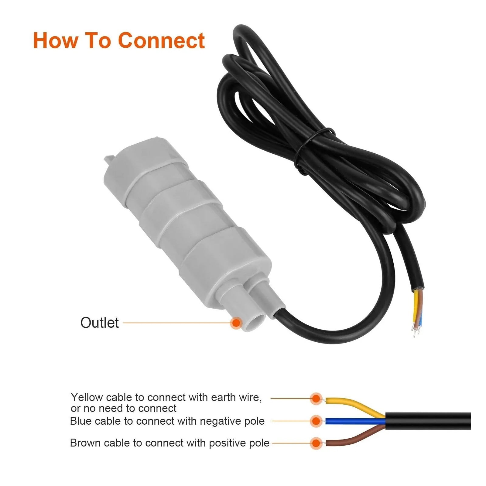 1000L/H DC 12V Submersible Water Pump High Flow Three-wire Water Pump For Motorhome Camper Pond Aquarium ,Adjustable Flow Rate