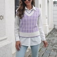 thumbnail image 4 of Chaleco De Suéter Para Mujer, Suéter Sin Mangas A Cuadros Lavable A Máquina De Tela De Poliéster Informal Suave De Punto De Moda Para El Trabajo Para El Otoño ANGGREK Otros, 4 of 7