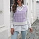 thumbnail image 3 of Chaleco de suéter para mujer suéter sin mangas a cuadros tejido de poliéster suave lavable a máquina informal de moda para citas de invierno ANGGREK Otros, 3 of 7