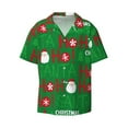 thumbnail image 2 of Lsque Cute Santa print Men's Cuban Collar Short Sleeve Shirt Summer Beachwear Casual Button Down Fashionable Vacation Leisure Shirt-Small, 2 of 7